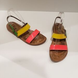 KJacquez St.Tropez Tricolor Double-Band Flat Sandal